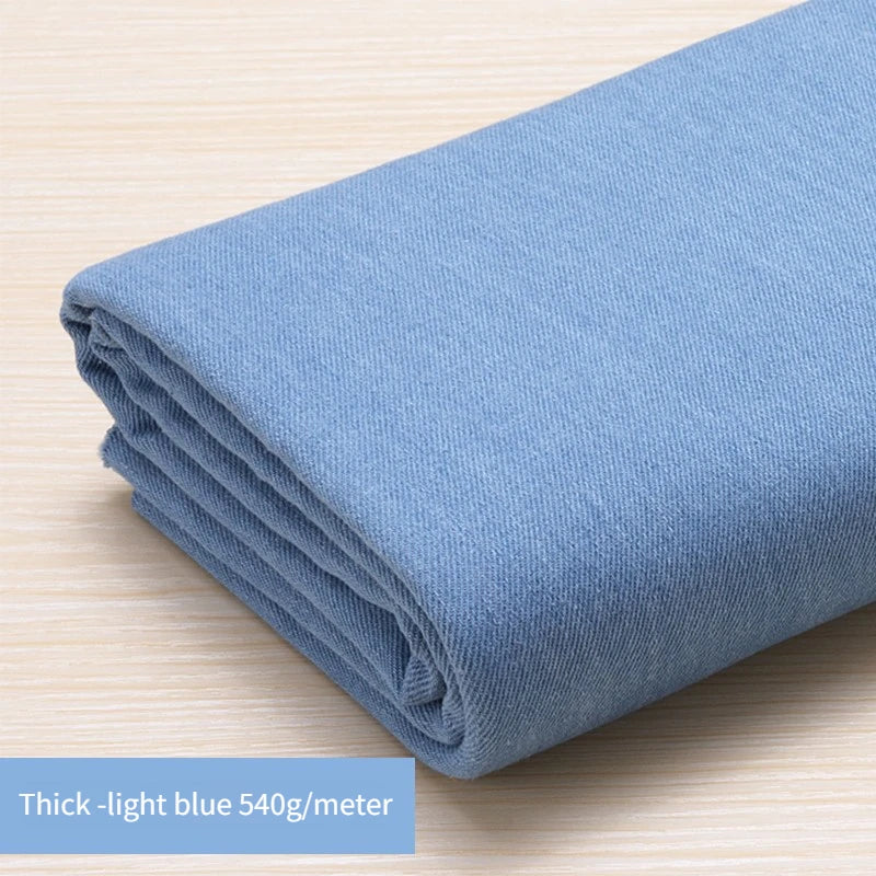 Washed Denim Jeans Fabric Cotton By The Meter for Needlework Dress Skirt Shirt Jacket Pants Diy Sewing Wearable Soft Cloth Blue