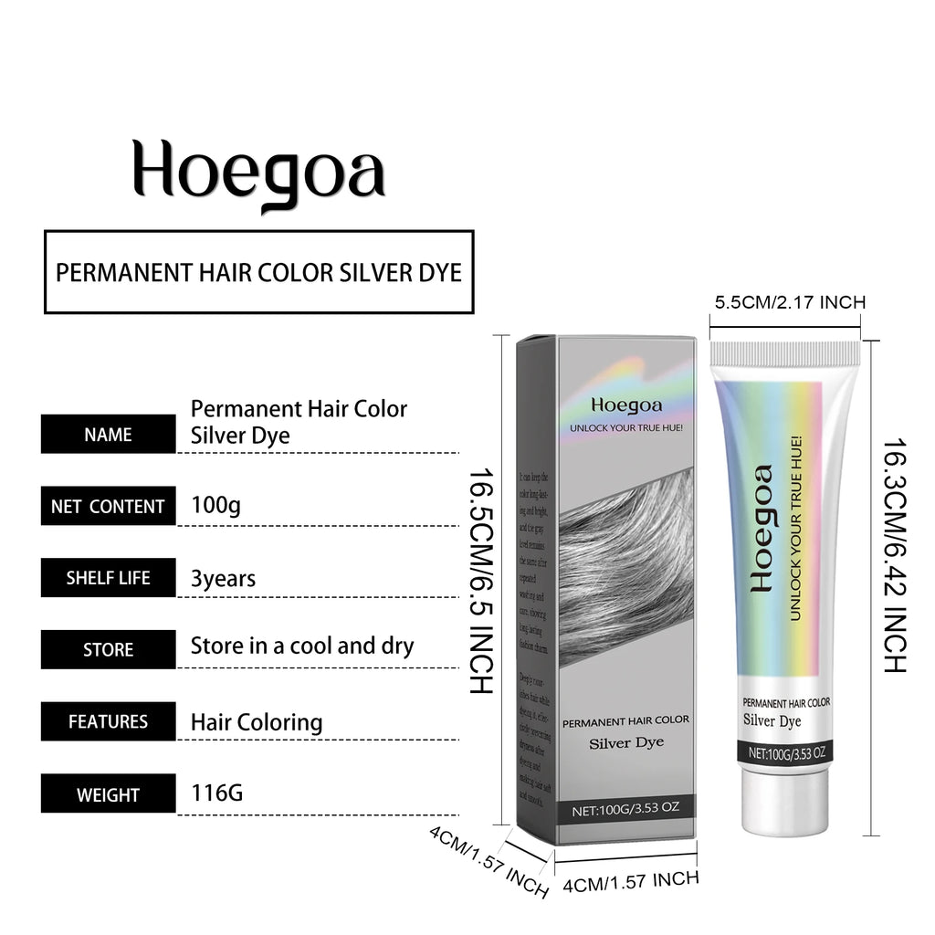 Gray Color Hair Dye Cream Unisex Smoky Silver Punk Style Light Color Metallic Permanent Nourish Natural Trendy Beauty Hair Care