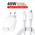 Original 40W Fast Charger Type C Adapter For iPhone 18 Pro Max 17 Pro Max Duo 17 Air 15 14 13 12 16 Pro Max USB C Charging Cable