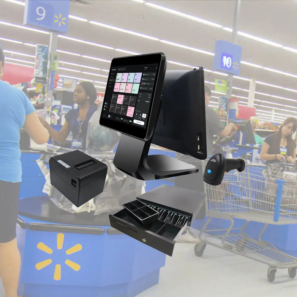 15.6 Inch Dual Sensitive Touch Screen Desktop Pos Terminal All in One PC Bulit-in Printer with Electronic Weighing Supermarket