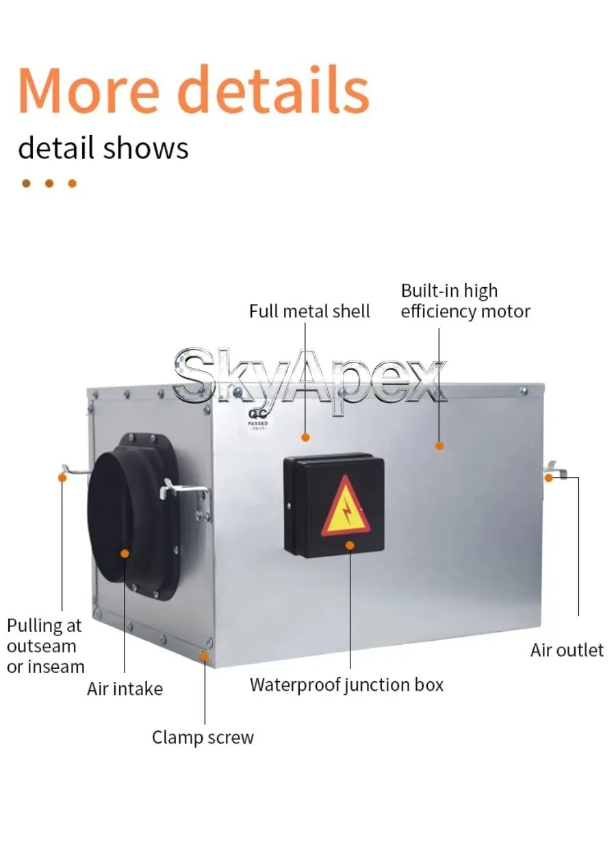 Industrial Quiet Strong Wind Exhaust Fan Sealed Wiring Box Safe Ventilation Device For Mall Office Building Air Circulation