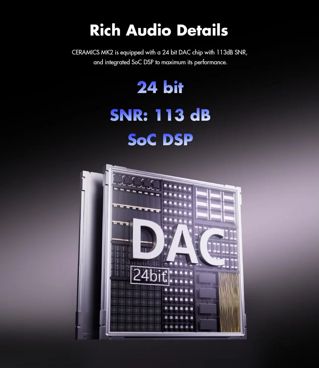 CERAMICS MK2 TWS Earbuds 40dB ANC Hi-Res LDAC\IPX4 45H Playtime HD Mics Game Mode Dual Device Connectivity
