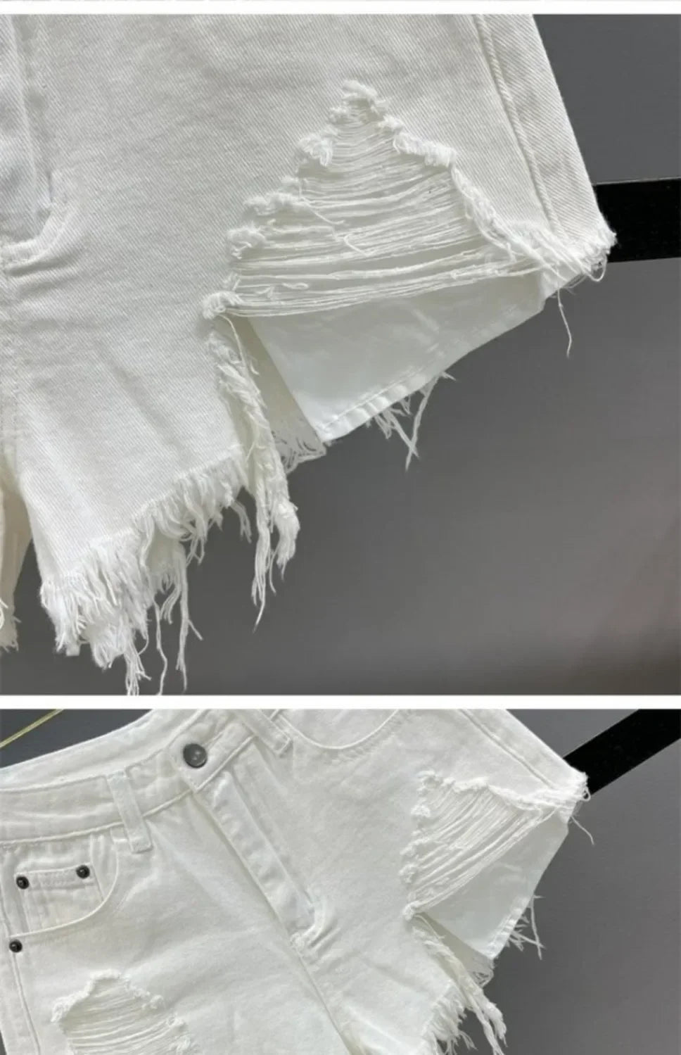 Women's Slim and Low Waist A-line Hairy Wide-leg Hot Girl Ripped Denim Shorts
