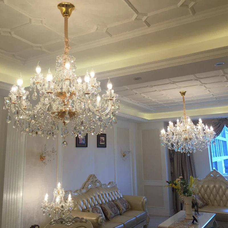 Luxury Living Room Decorate LED Ceiling Pendant Lights Indoor Hanging Lights Fixture Home Crystal Chandeliers Villa Lighting