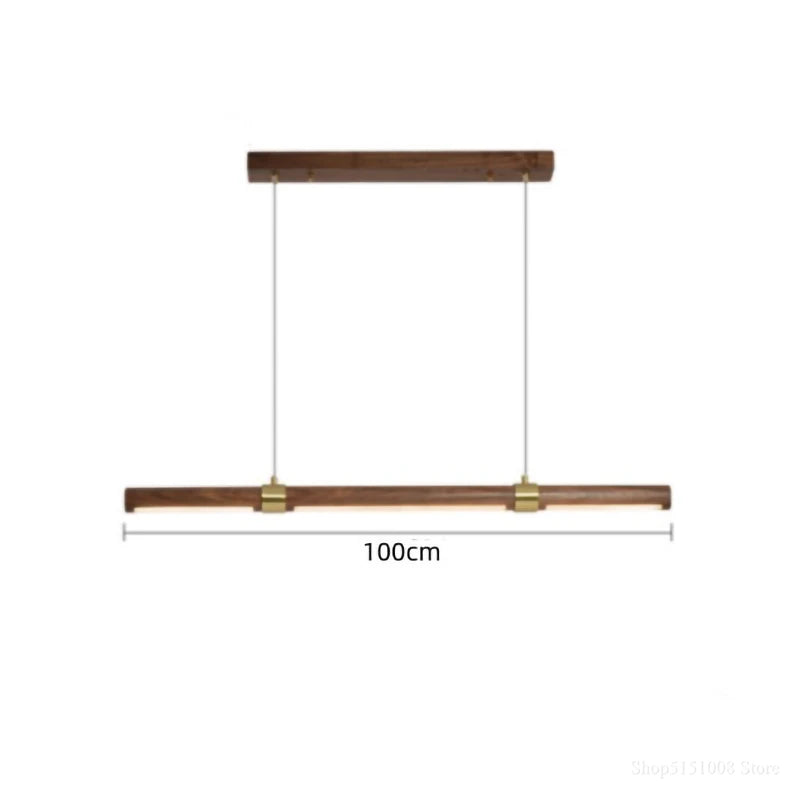 Modern LED Pendant Light ong strip restaurant chandelier dining room lamp minimalist office Lustre Walnut Home decor Lighting
