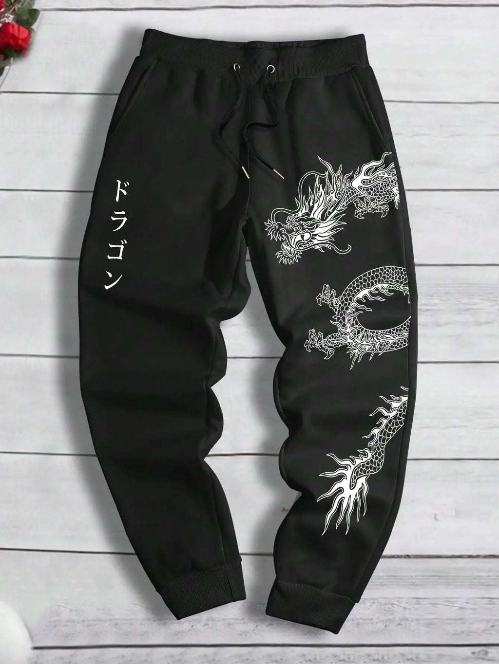Fashion Dragon Print Harajuku Versatile Solid Color Daily Outdoor Running Fitness Breathable Casual Comfortable Men Sports Pants