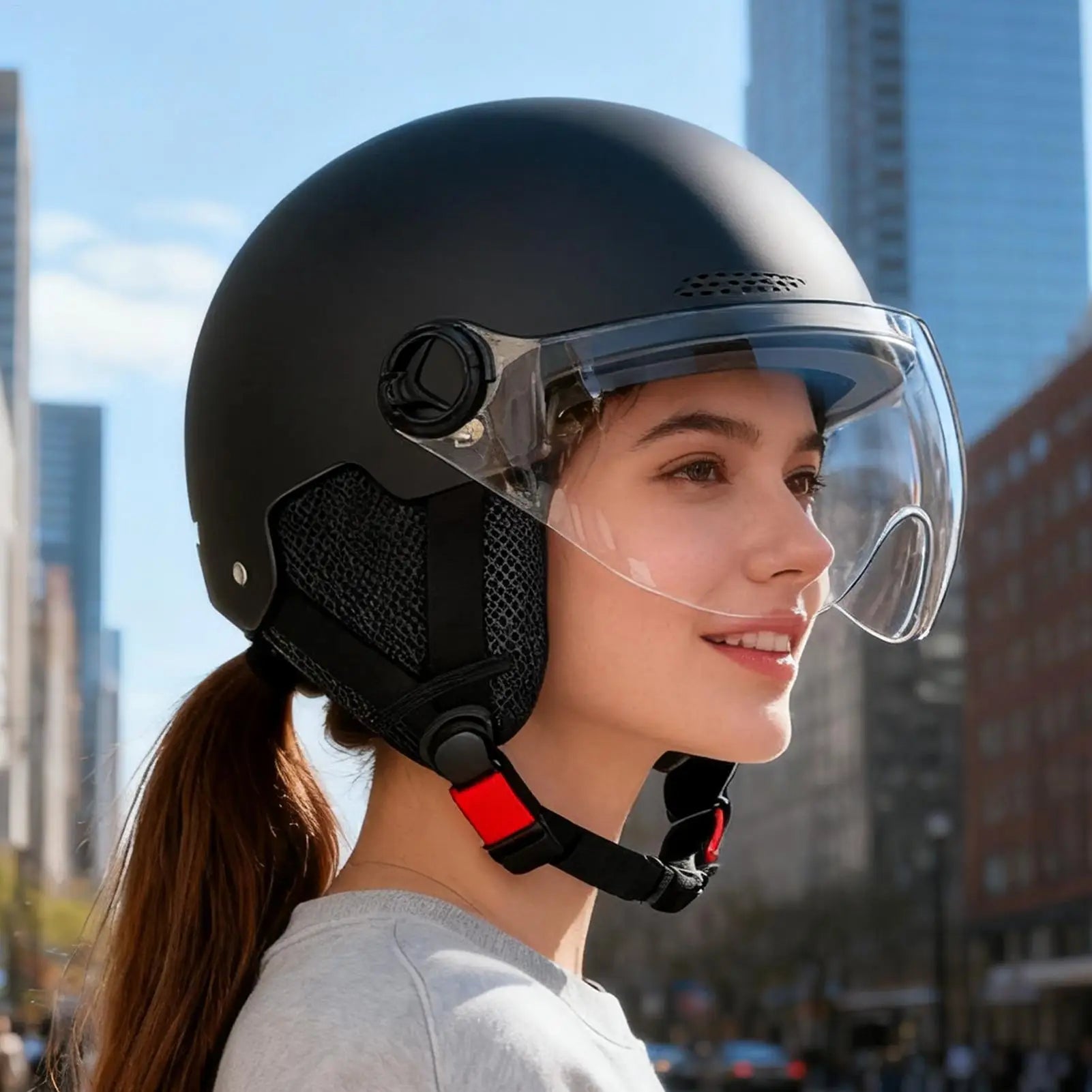 E-Bike Helmet with Ear Protection Anti-UV Breathable Safety Helmet for Electric Scooter Cycling, Adults Kids Women