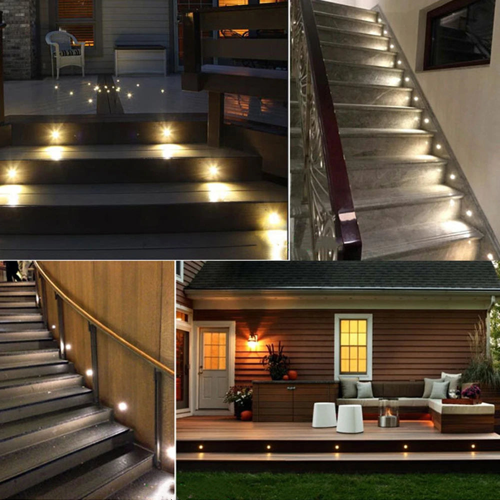 LED Deck Light Outdoor IP67 Waterproof 12V Recessed Garden Underground Lamp Path Spotlight Stairs Lights with Driver AC110-220V