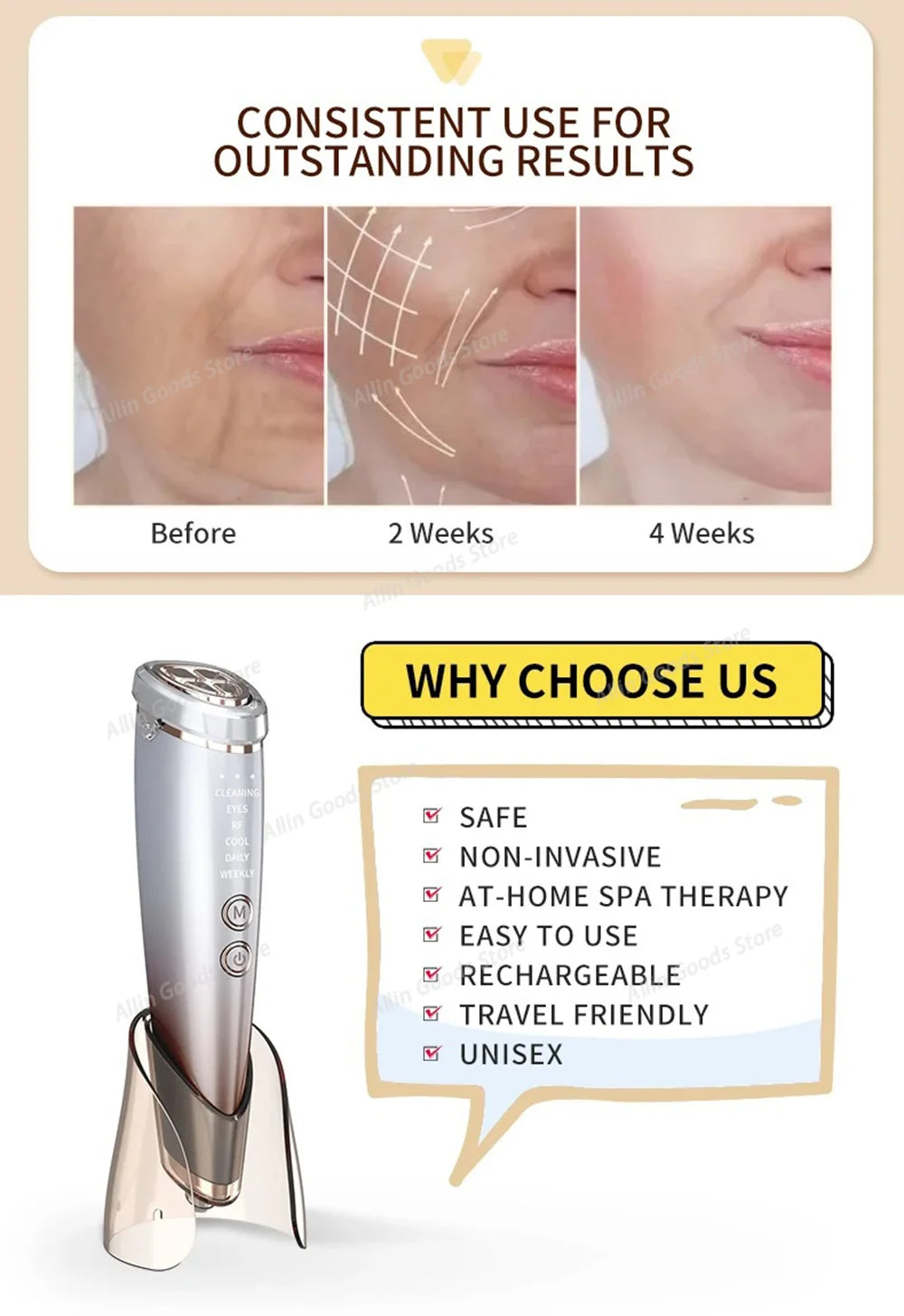 High Frequency Facial Lifting Machine RF Beauty Instrument for Face and Eyes Lifting Skin Tightening Beauty Care Gift for Women