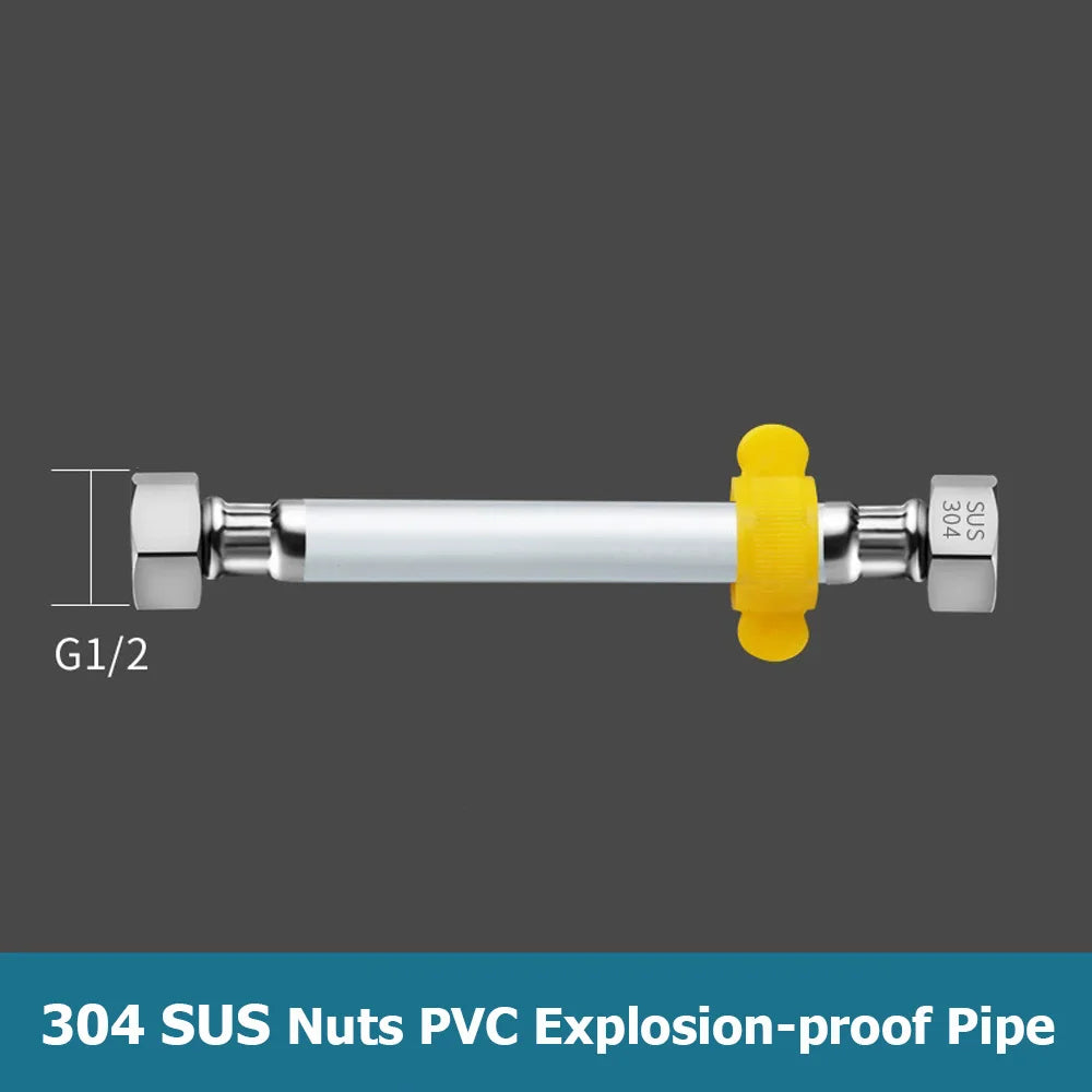 New 20-200cm PVC Water Inlet Hose G1/2" Plumbing Hose Bathroom Heater Hot and Cold Explosion Proof Connecting Pipe Household