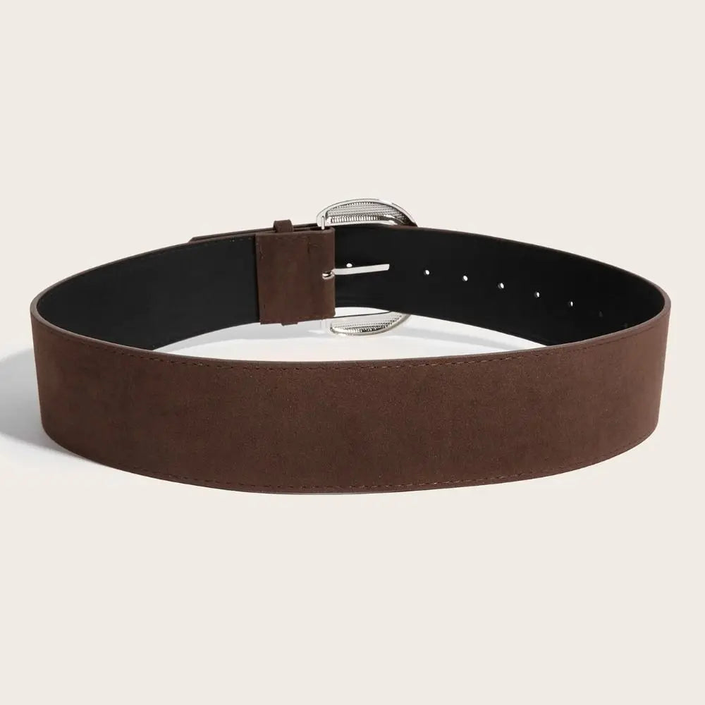 Maillard Styles Suede Leather Wide Belt Luxury Design Trendy Pin Buckle Waistband Versatile Casual Trouser Dress Belts Gifts