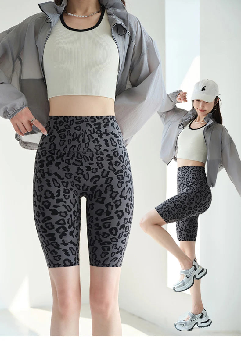 BIVIGAOS Summer Fashion Trend Leopard Print Cycling Shorts Women High Waist Tight Sexy Sport Short Leggings Fitness Biker Shorts