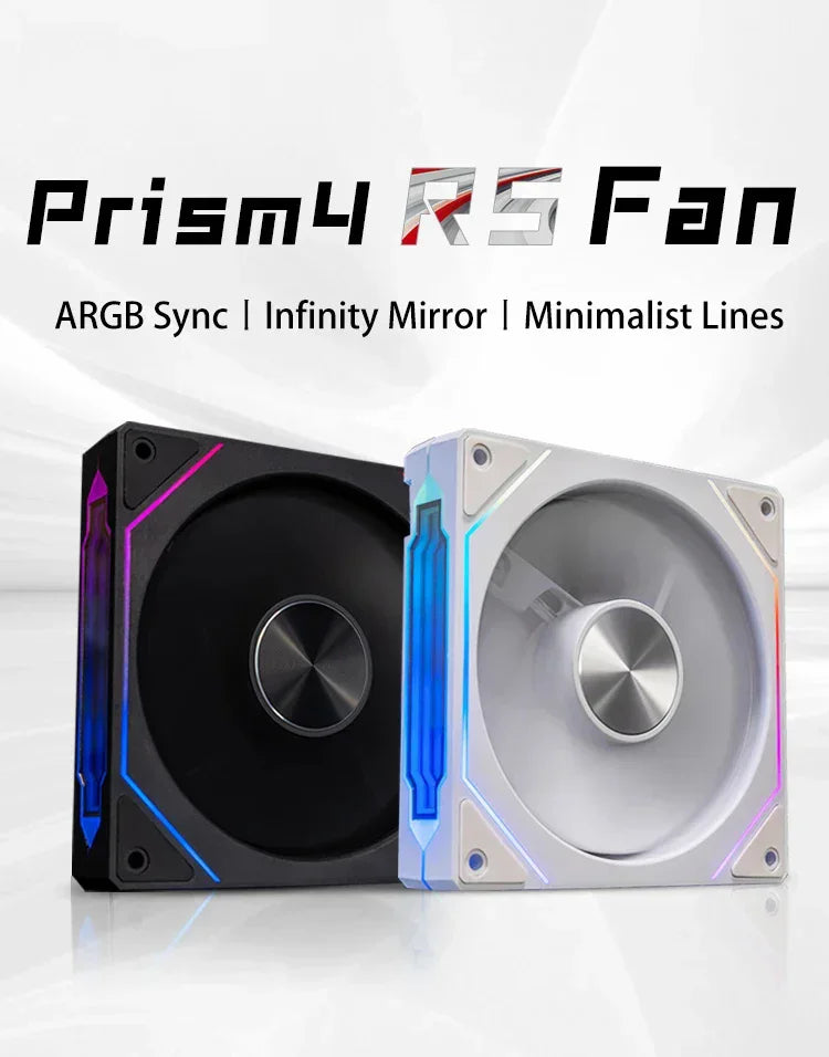 LDPCSJ Prism 4RS 120mm ARGB PC Case Fan with Infinity Mirror Design Motherboard Sync 4PIN PWM CPU Cooler Ventilador