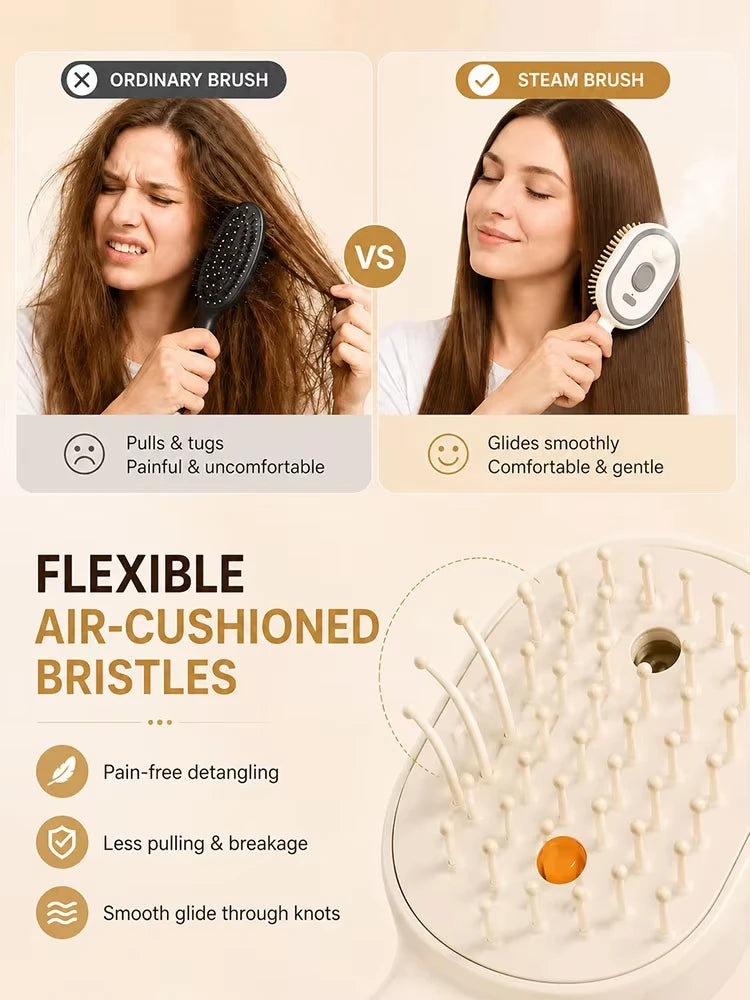 2026 capillaire 3-en-1 Hair Straightening Brush – No Heat Spray, Red Light Therapy, Scalp Massage, Smooth, Wireless, Lightweight