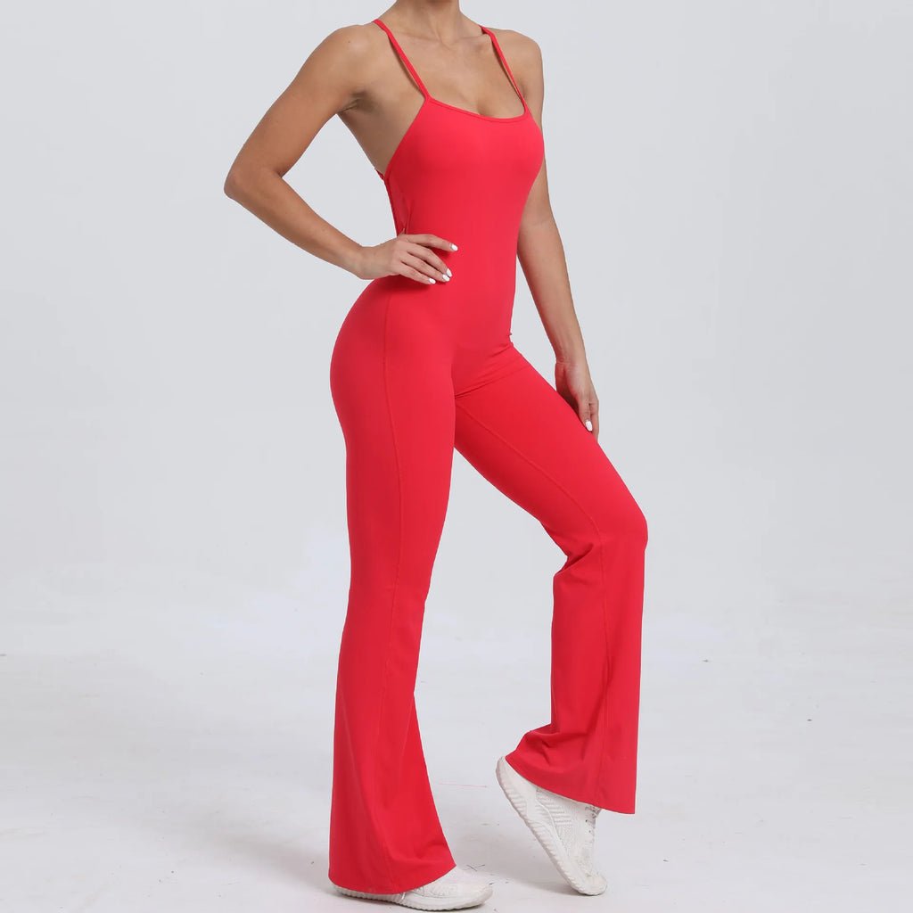 Female Sexy Back V Gym Set Woman Training Yoga Suit Wide Leg Sportswear Woman Sports Suit Clothes Fitness Elastic Training Suits