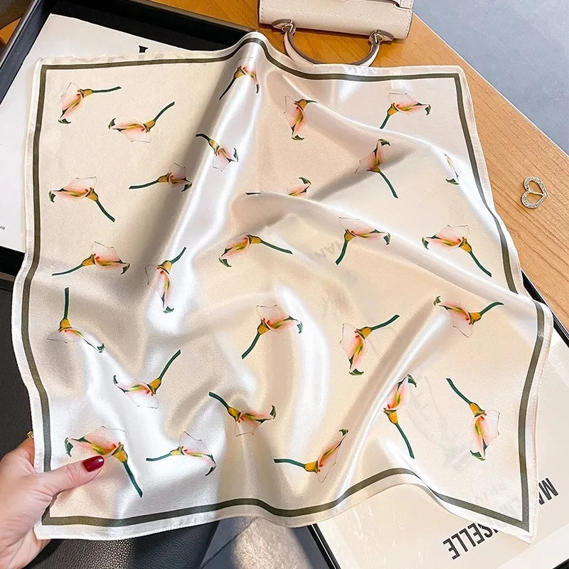 Nature Silk Neck Scarves Lady Foulard Lovely Strawberry Print 100% Real Silk Square Scarf for Women Bag Ribbon Hairband Kerchief