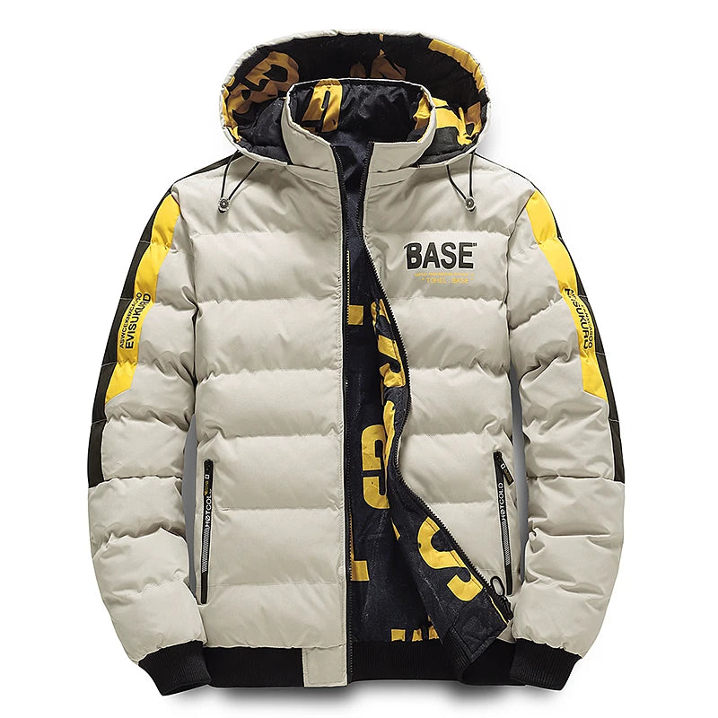 Ueteey Winter Warm Cotton Jacket Men 2023 Windproof Padded Thick Hooded Parkas Down Jakcets Casual Outdoor Mens Coat Streetwear