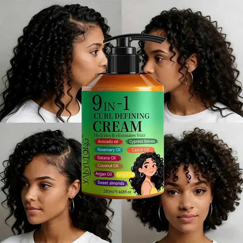 280ml Curly Hair Styling Cream, Moisturizing and Smoothing Formula, Enhances the Elasticity and Shine of Curly Hair, Easy to Set