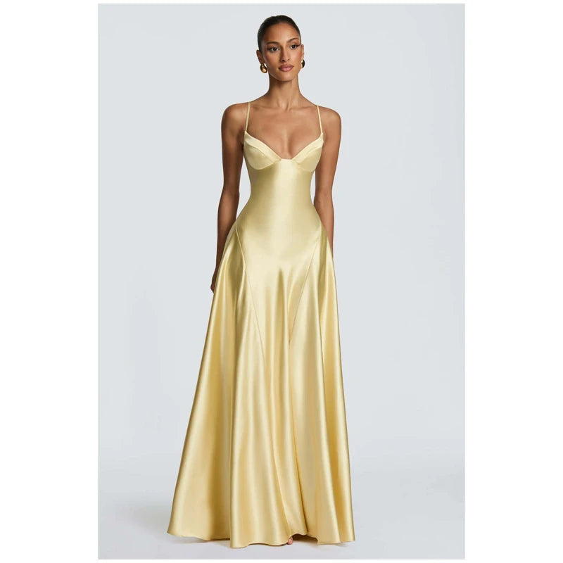 Women Fashion Solid Pleated Halter Dress Waist-cinching Sleeveless Backless Split Maxi Dresses 2026 Sexy Summer Lady Party Gowns