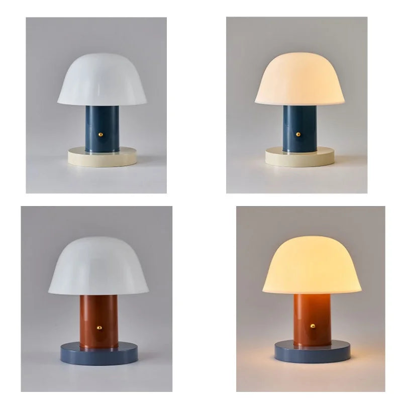 Cordless Mushroom Table Lamp Rechargeable Battery Operated Small Mushroom Night Light for Bedroom Living Room Restaurant Outdoor