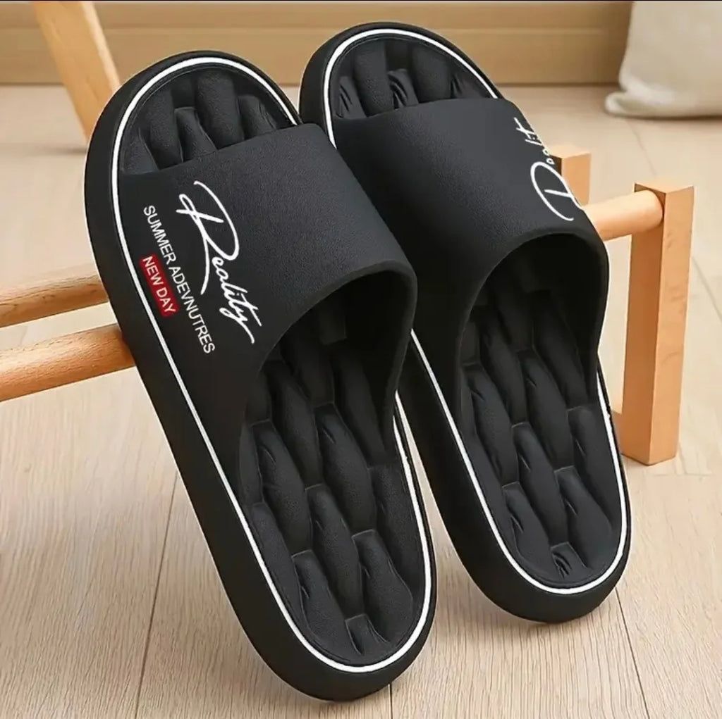 Summer New EVA Anti-Slip Bath Slippers Women Indoor Home Shoes Couple Massage Waterproof Odor-Resistant Thick Bottom Slippers