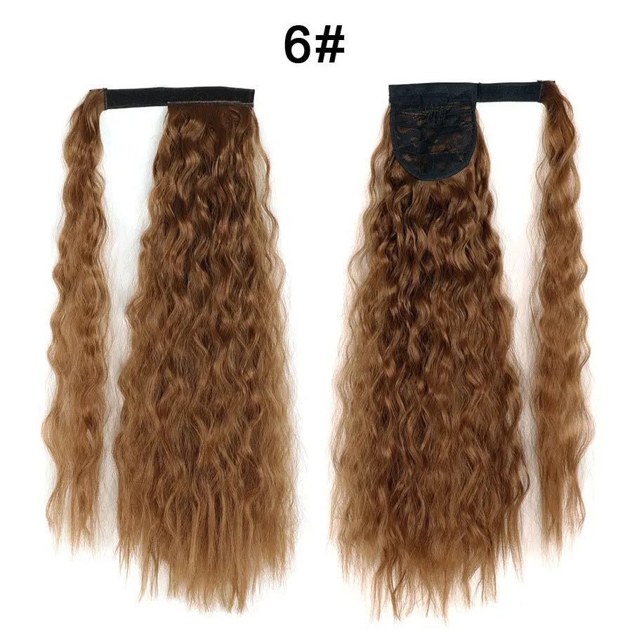 Tereshar Synthetic Corn Wave Ponytail Extension Clip in Long Wavy Curly Wrap Around Pony Tail Heat Resistant Hairpiece for Women