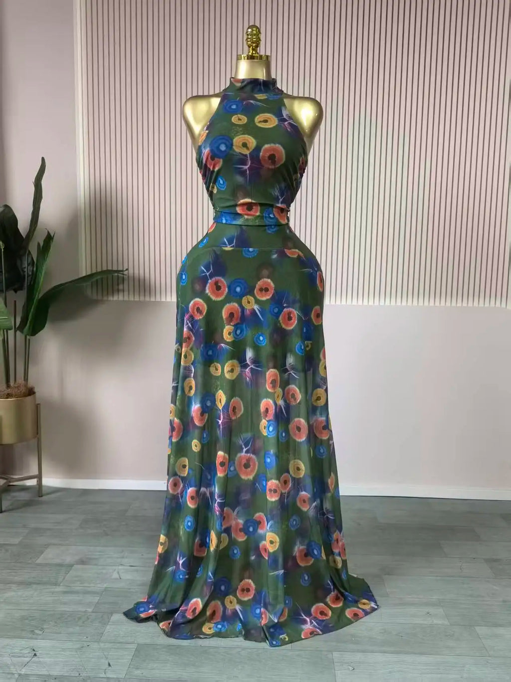 sexy Women Printed Sleeveless with Sashes Fit and Flare A-line Maxi Dress 2026 Streetwear Beach Holiday Long Dresses Vestido