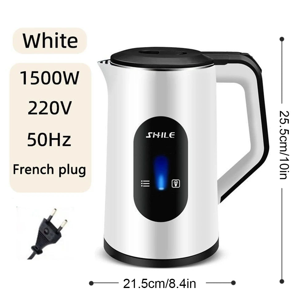 2.2L Stainless Steel Electric Large Tea Kettle 1500W Fast Boil Hot Water Boiler Thermal Water Kettle for Making Tea and Coffee