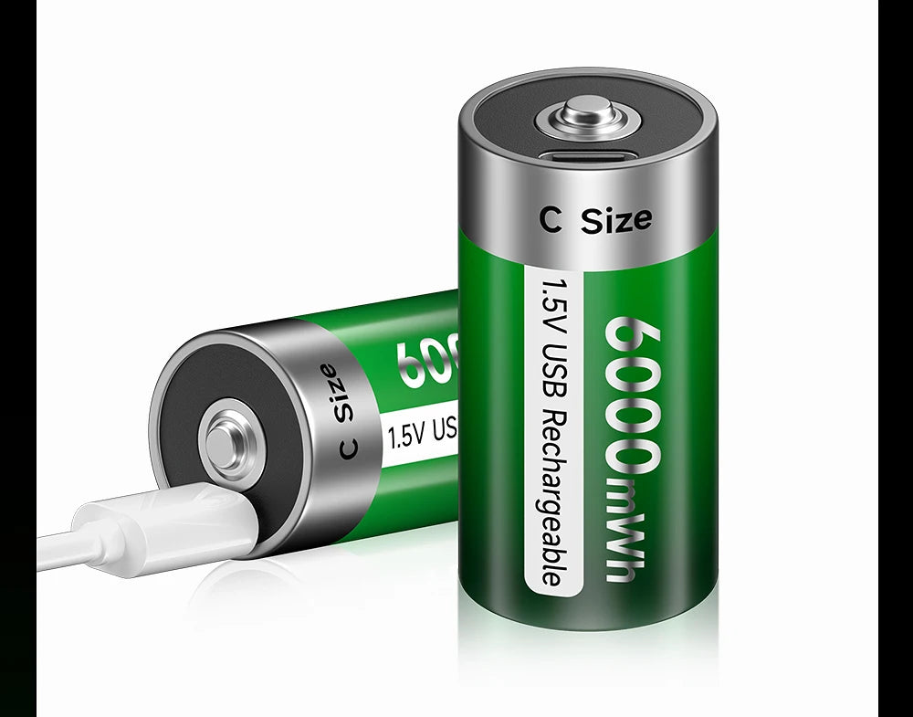 Palo 1.5V Lithium Rechargeable Battery R14 LR14 USB Charging  C Size Li-ion Battery For Water Heater Gas Stove Radio Shaver