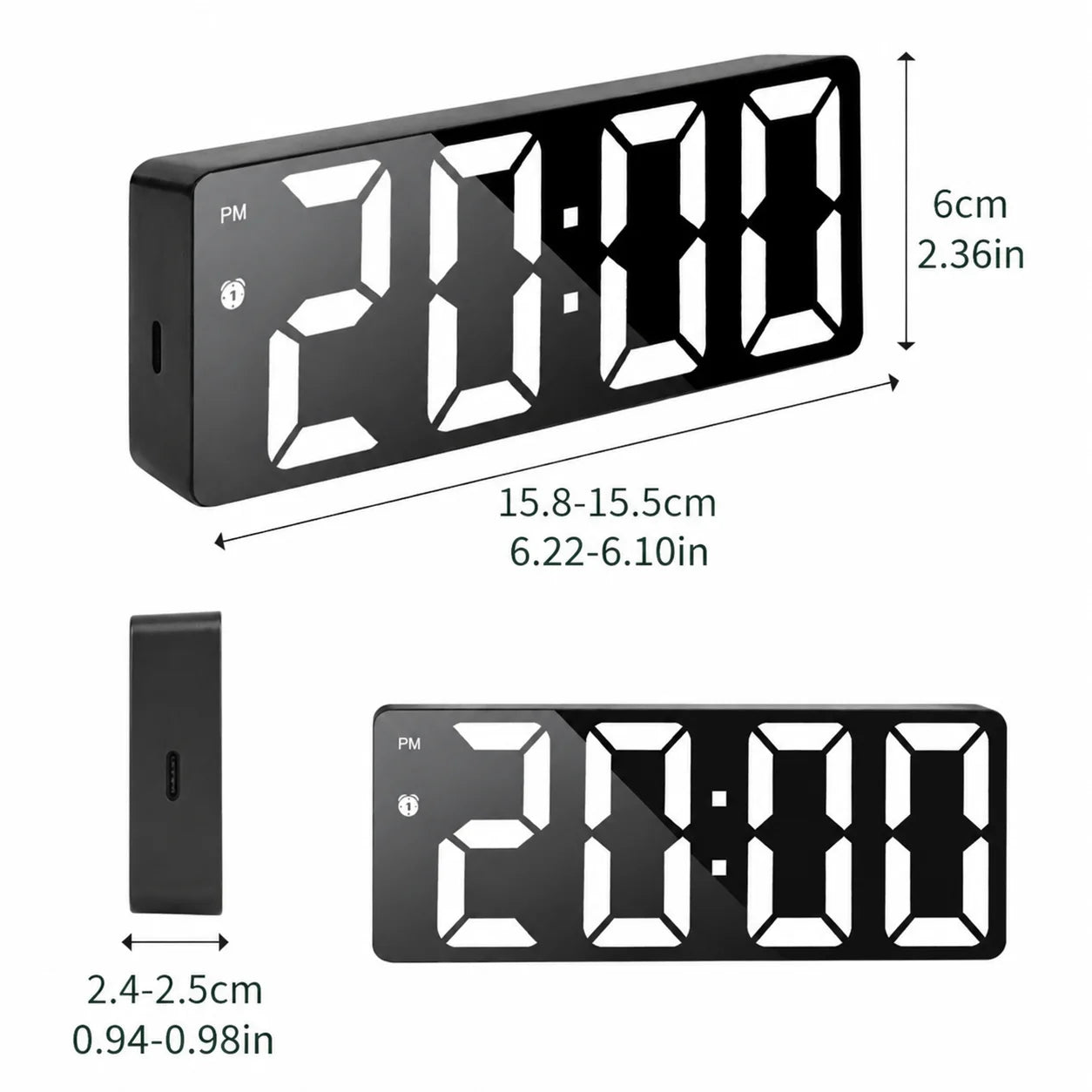 Modern LED Mirror Alarm Clock, Electronic Digital Clock, RGB Silent Non-ticking, Modern Bedroom Dorm Decor