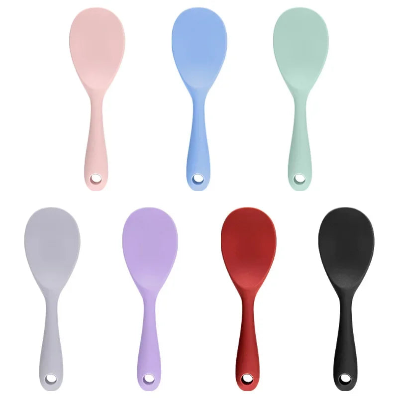 1Pcs Silicone Spoon Non-stick Cooking Spoon Anti-scalding Pot Rice High-temperature-resistant Spoon Durable Kitchen Gadgets