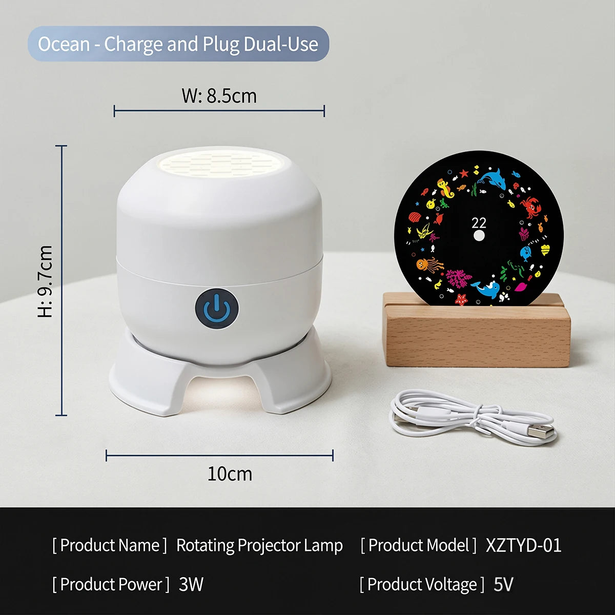 Rotating Projector Night Light USB Power LED Ocean Projector Light Dynamic Atmosphere Lamp for Bedroom Party Decor Birthday Gift