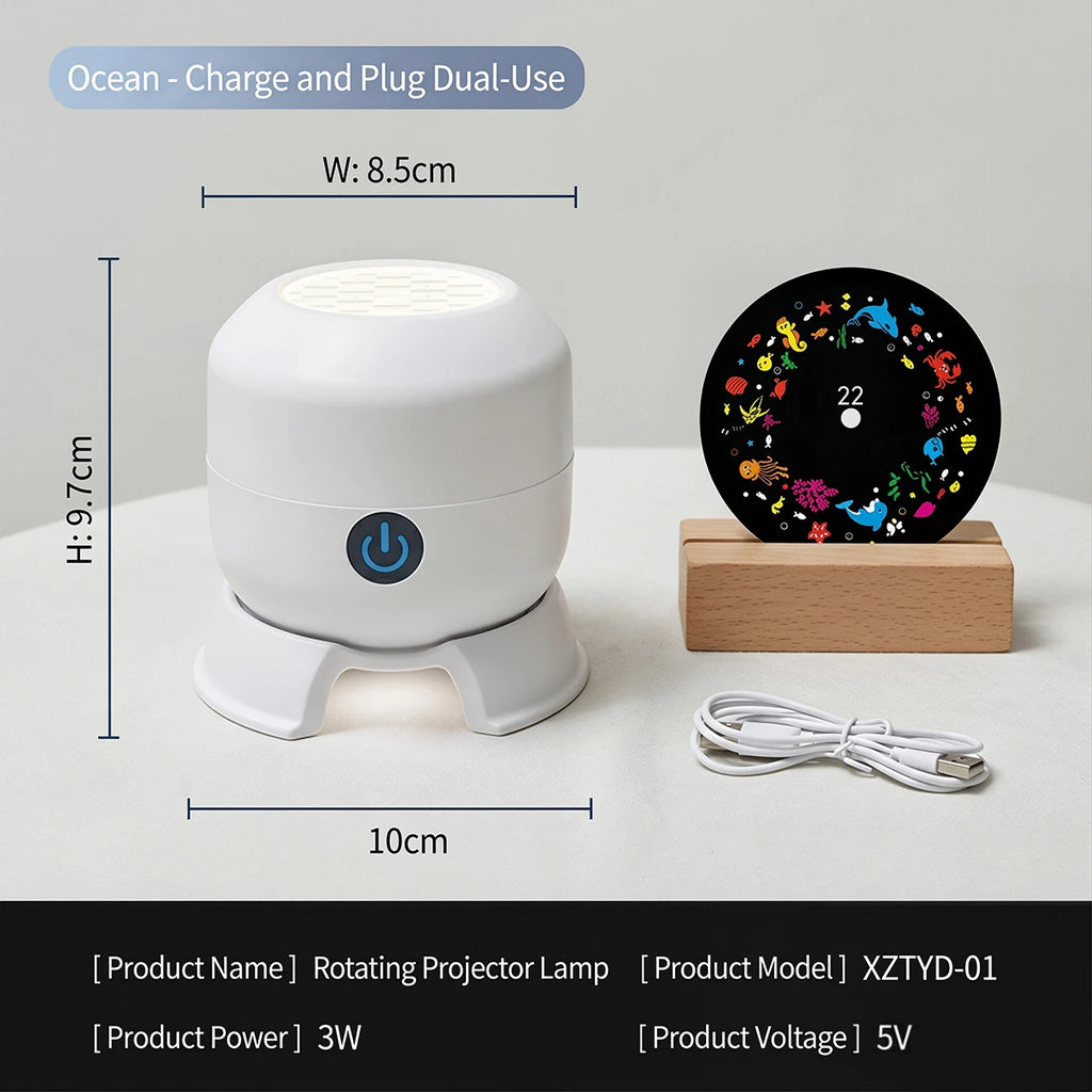 Rotating Projector Night Light USB Power LED Ocean Projector Light Dynamic Atmosphere Lamp for Bedroom Party Decor Birthday Gift