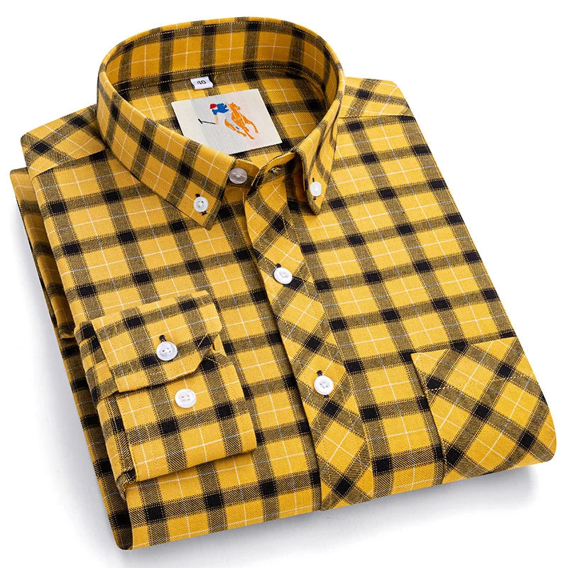 8XL Classic Plaid Men's Flannel Shirts Men Long Sleeve Casual Men's Flannel Shirts Men Long Sleeve Casual Big Size Single Pocket