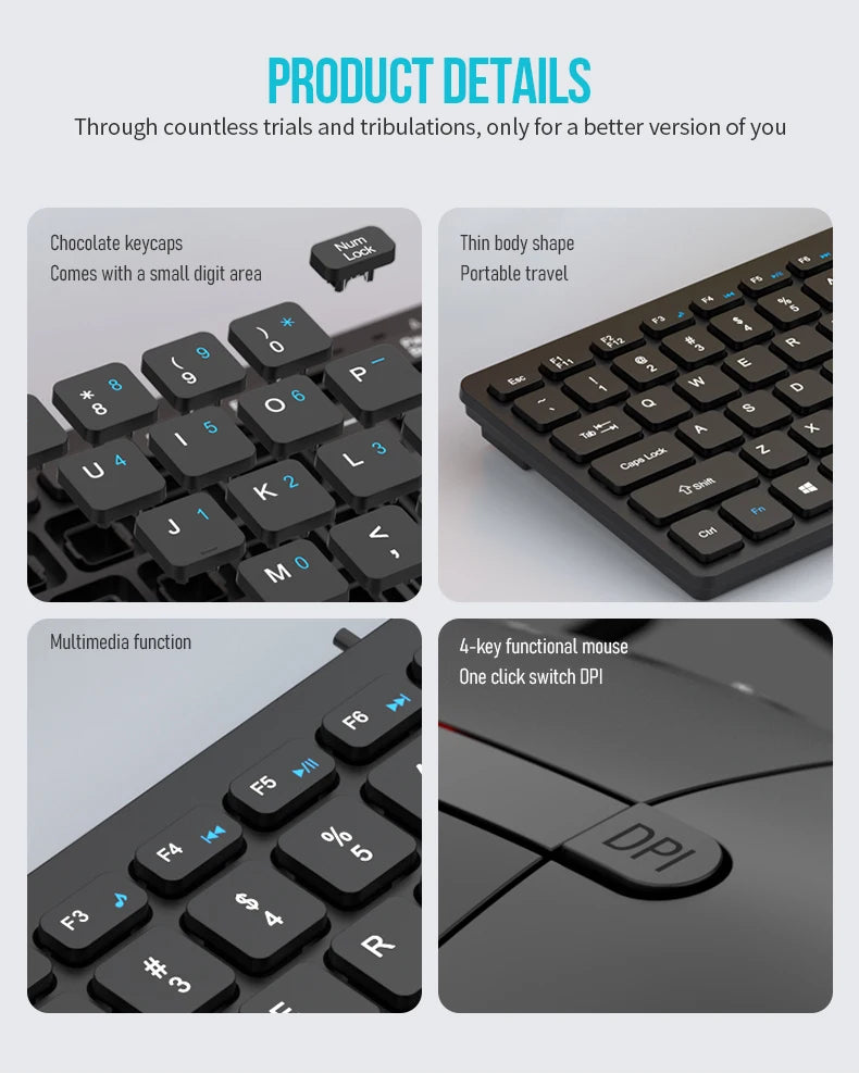 FRIWOL KT-100 Wired  Keyboard Mouse Set 78 Key Mini Portable Keyboard USB Desktop Laptop Office Home Light voice