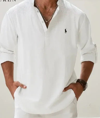 Men's Casual Beach Lightweight Linen Sve Shirt Color Standard Fit Short Sleeve Cleanfit PU Leather Inner Wear Pure Color