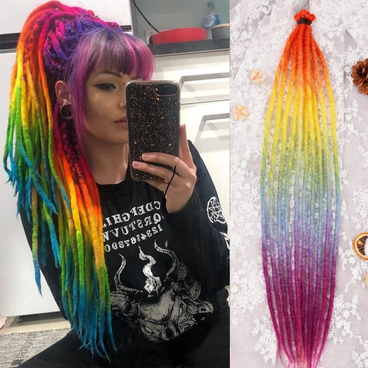 24 Inch Synthetic Dreadlock Extensions 10 Root/pack Hippie Single Ended Dreads Ombre Loc Extensions Reggae Style Crochet Hair