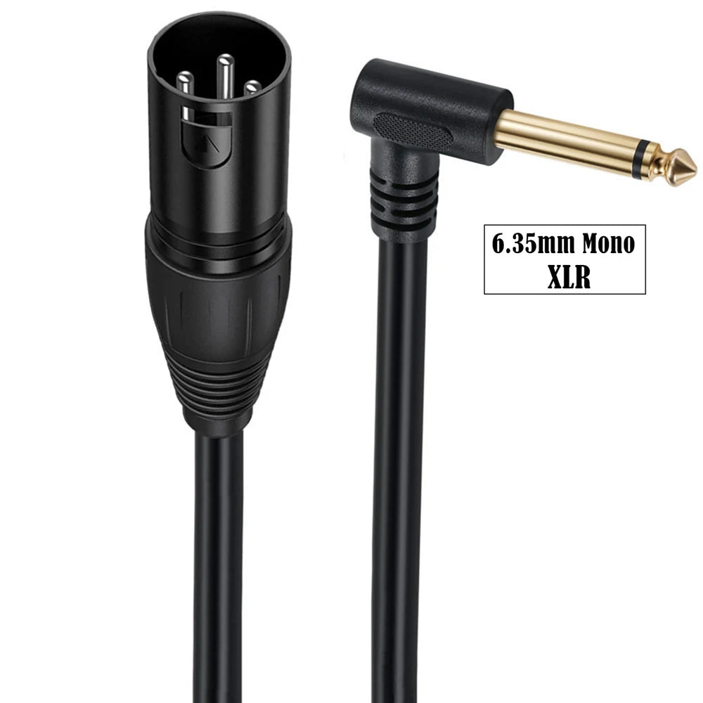 90-degree right-angle 1/4-inch TRS to XLR male balanced signal interconnect cable 1/4-inch to XLR female jumper cable 0.5 meters