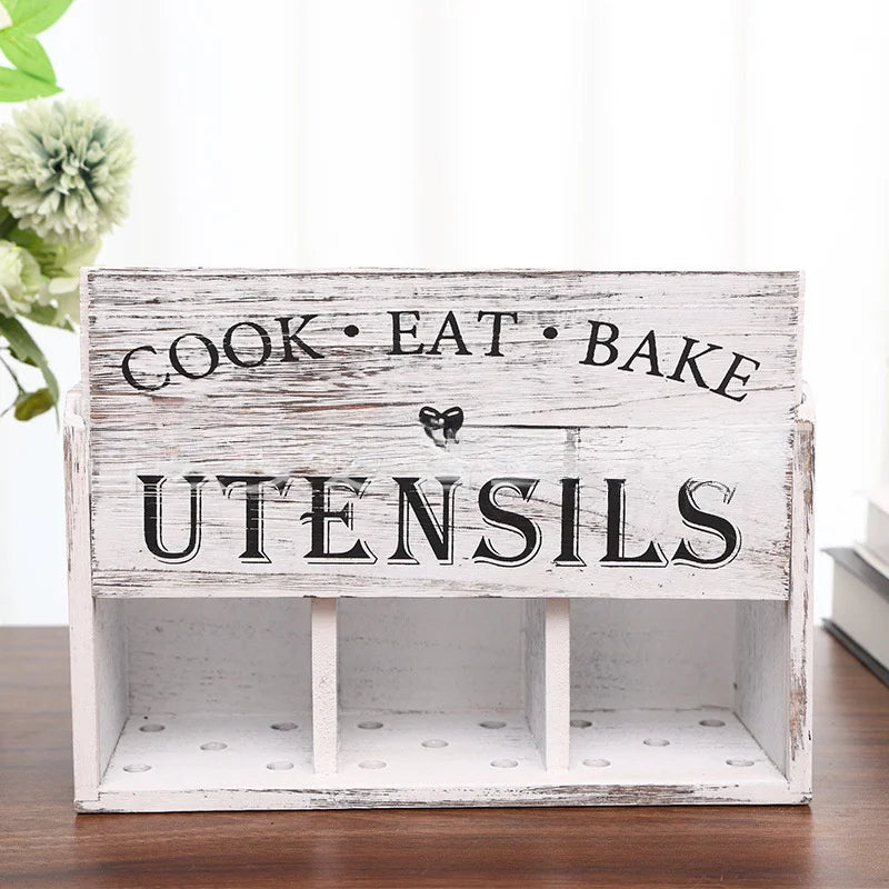 5pcs/Set Cutlery Rack Compartments Cutlery Box Wooden Cutlery Box Suitable For Kitchen Counters Cutlery Storage Box Fork Spoon