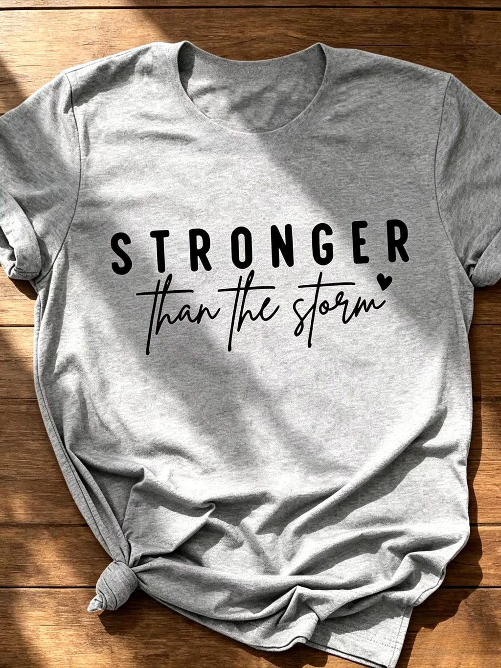 Women Crew Neck Short Sleeve Tops Summer Stronger Than The Storm Inspirational Slogan Graphic Print Women's Oversized T-shirt