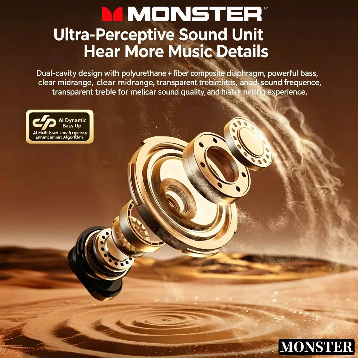 Monster ANC Noise Reduction Earburd Wireless Bluetooth HD Sound Quality Sweatproof  Sport Earphone Long Endurance Gaming Headset