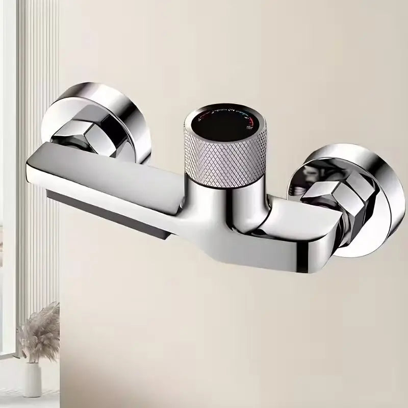 New Premium Bathroom Faucet Wall Mounted Bathtub Shower Mixer Tap with Hot & Cold Control Concealed Valve Chrome Finish