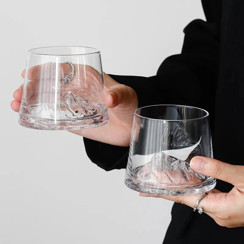 Transparent Whiskey Glasses Mountain Crystal Glass Drinking Glasses for Drinking Bourbon, Cognac, Scotch, Cocktails 125-380ml
