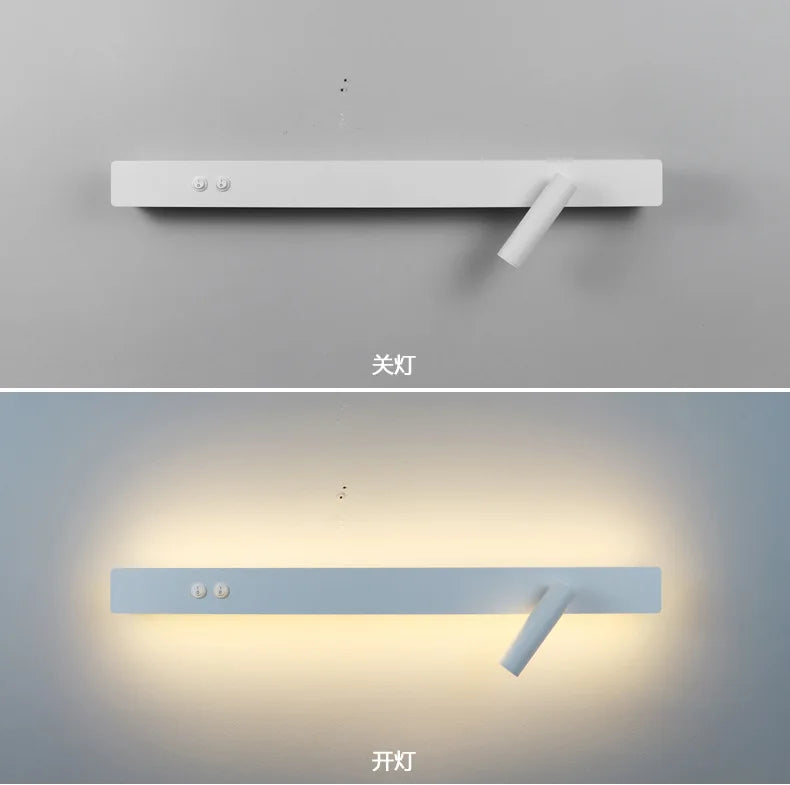 Modern LED line wall lamp indoor with switch rotating wall lamp simple living room bedroom bedside atmosphere lamp home light