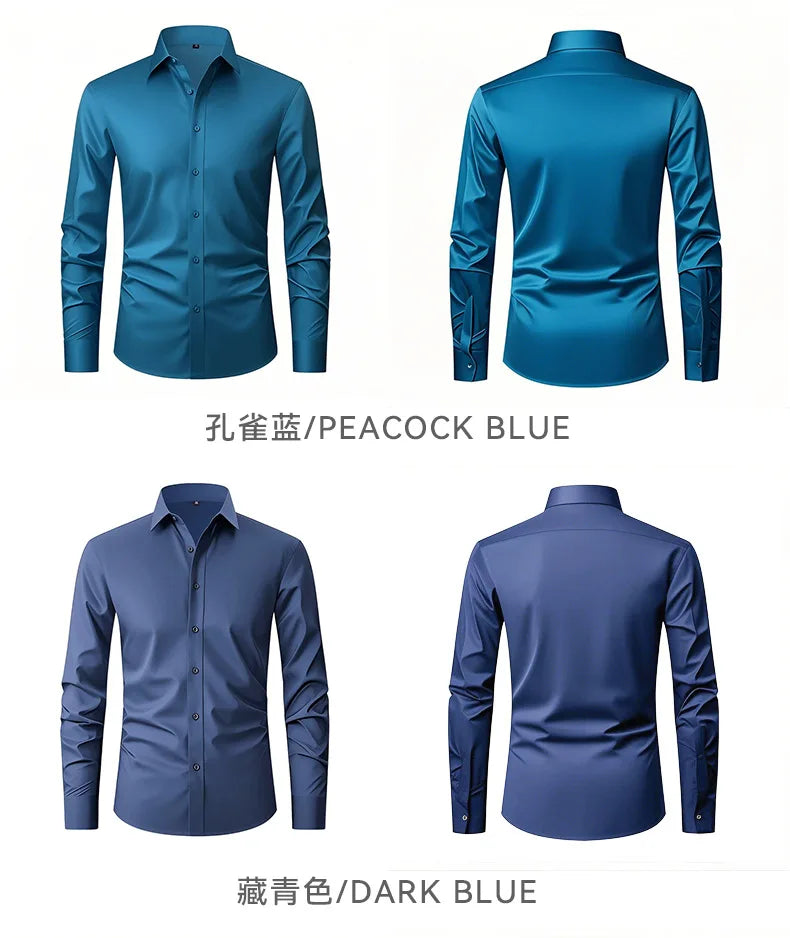 Men's Four-sided Elastic Solid Color Non-iron Shirt Anti-wrinkle Business Shirt