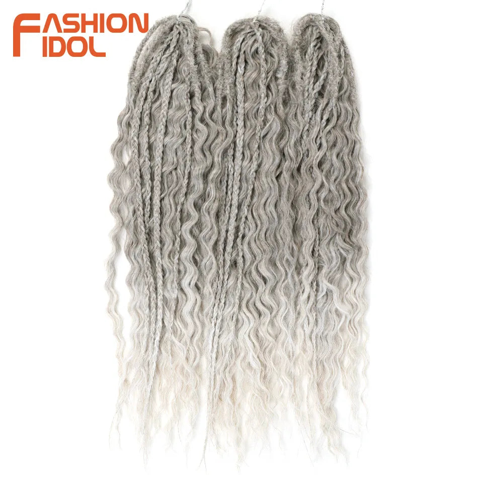 FASHION IDOL 24 Inch Ariel Hair Synthetic Crochet Curly Hair Water Wave Braid Hair Ombre Pink Deep Wave Braiding Hair Extensions