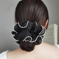 Elegant Tassel Design Fabric Hair Ties - Solid Color Chiffon Scrunchies, Pleated Hair Bands for Women'S Bun