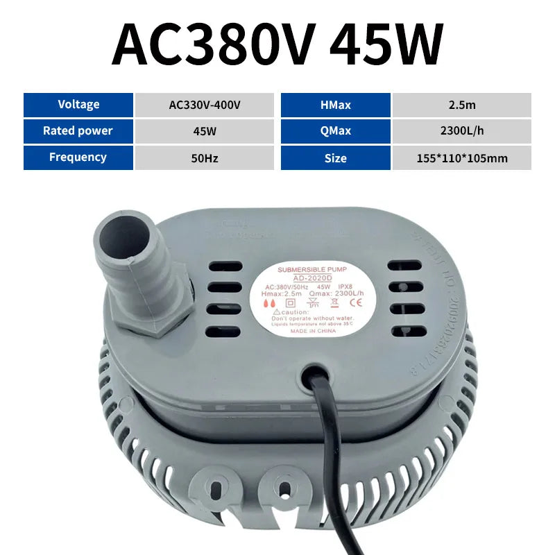 Submersible Pump 70W 220V Environmental Protection Air Conditioning Water Pump 45W 380V Cold Air Fan Water Pump