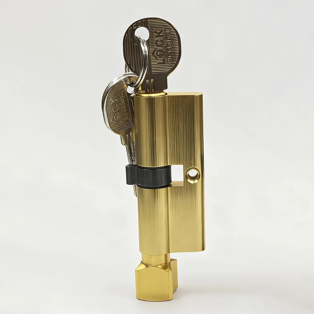 1Pcs Door Handle Lock Cylinder, Door Lock Cylinder with 3 Keys, Gold Anti-Rust and Corrosion-Resistant Brushed Finish. Includes Dimensions 70/2.761.14Mm/Inch Metal Door Handle Lock Cylinder. Door Lock Replacement Parts, Heavy