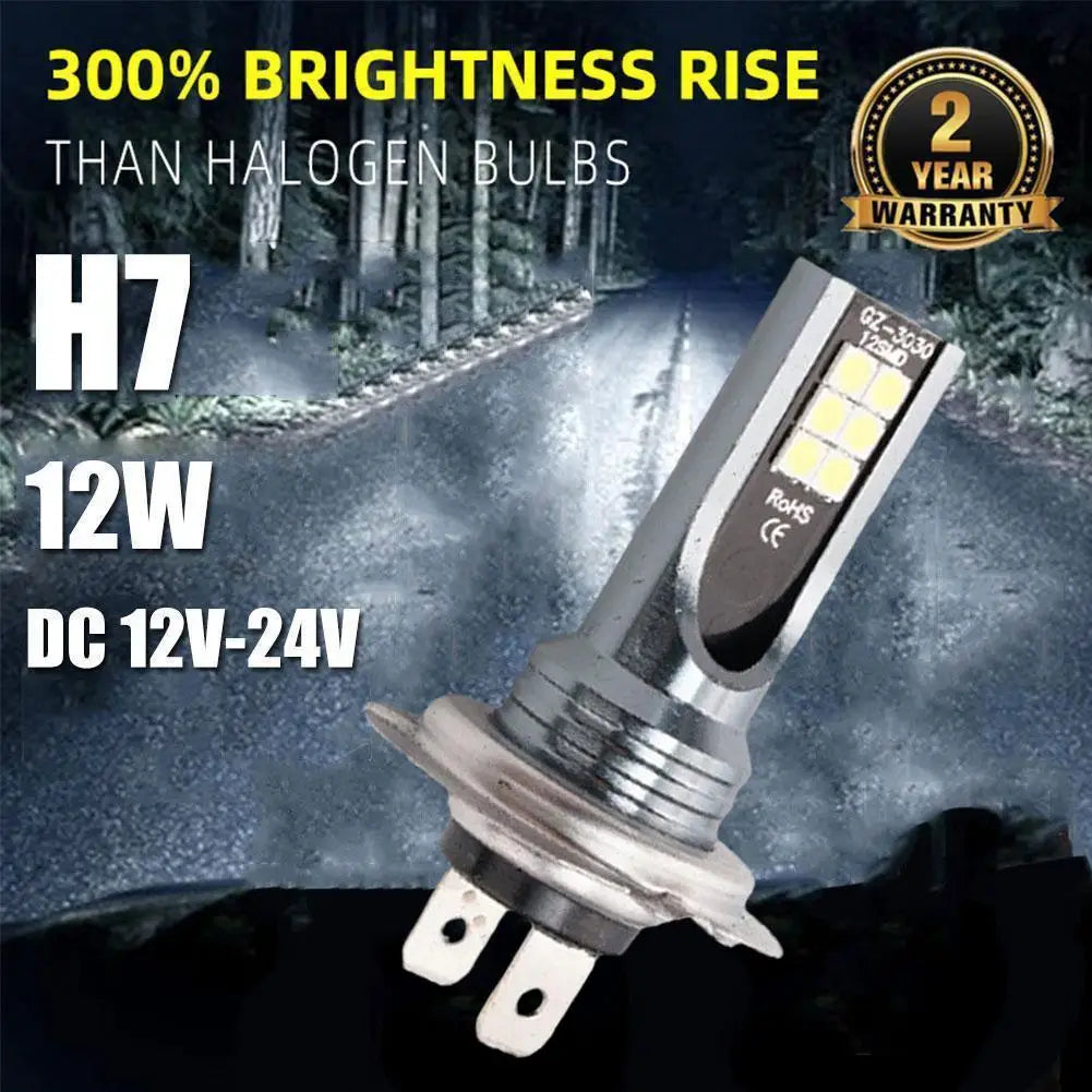 H1/H3/H4/H7/H11 LED Headlight Bulb Beam 12V 12W High Power LED Car Light Headlamp 6000K Auto Headlight Bulbs 12000LM